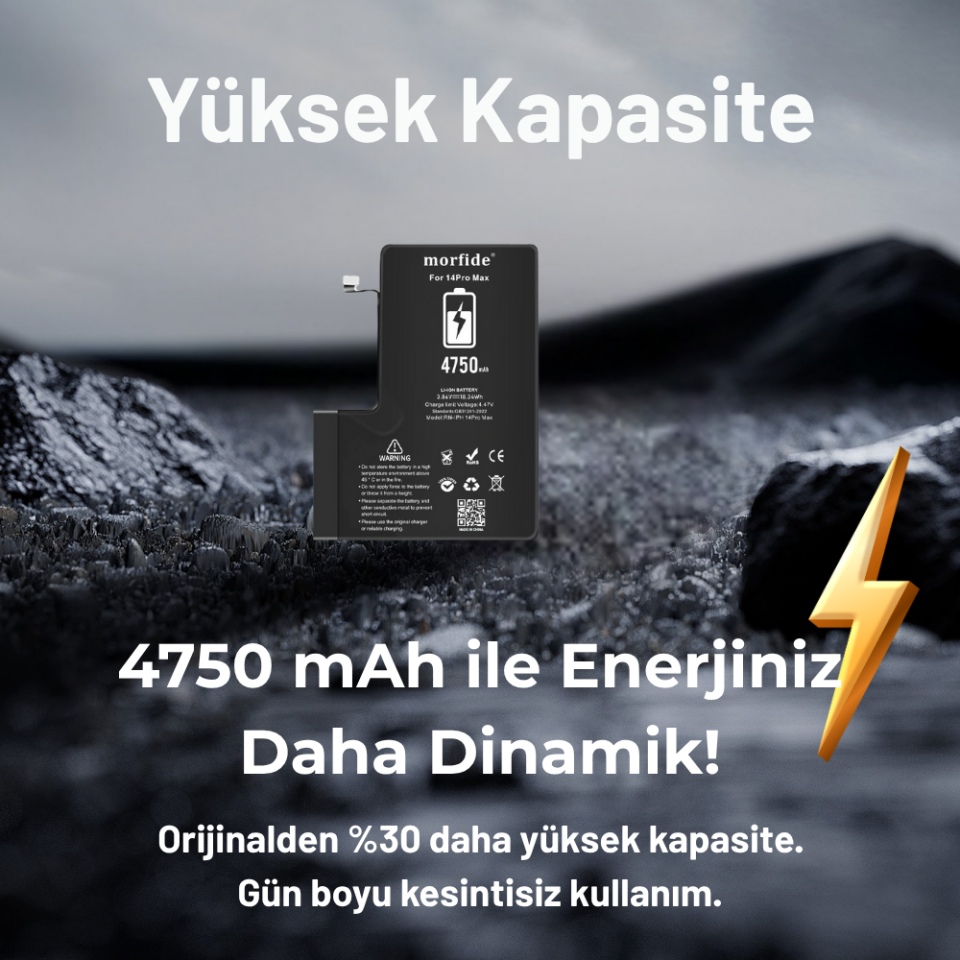 Apple iPhone 13 Pro Max 4750mAh Yüksek Kapasiteli Batarya