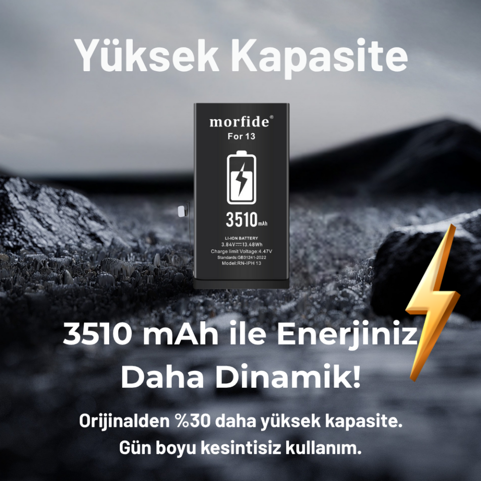 Apple iPhone 13 3510mAh Yüksek Kapasiteli Batarya