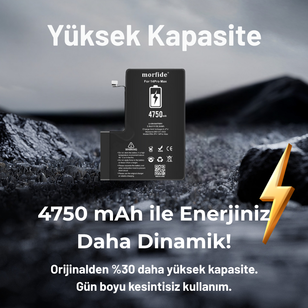 Apple iPhone 14 Pro Max 4750mAh Yüksek Kapasiteli Batarya