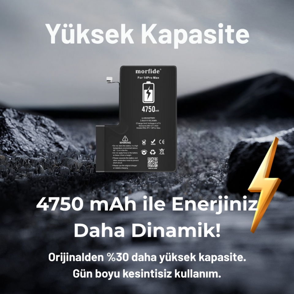 Apple iPhone 14 Pro Max 4750mAh Yüksek Kapasiteli Batarya