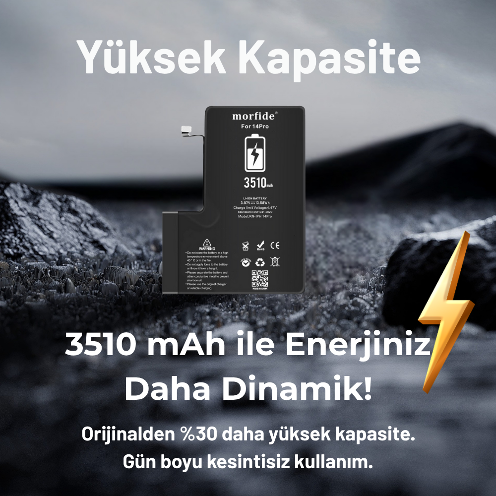 Apple iPhone 14 Pro 3510mAh Yüksek Kapasiteli Batarya