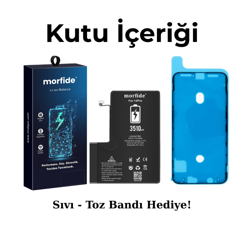 Apple iPhone 14 Pro 3510mAh Yüksek Kapasiteli Batarya