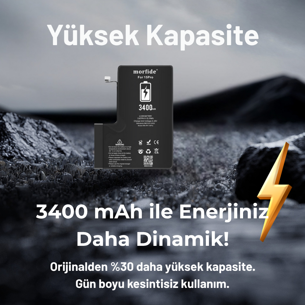 Apple iPhone 15 Pro 3400mAh Yüksek Kapasiteli Batarya