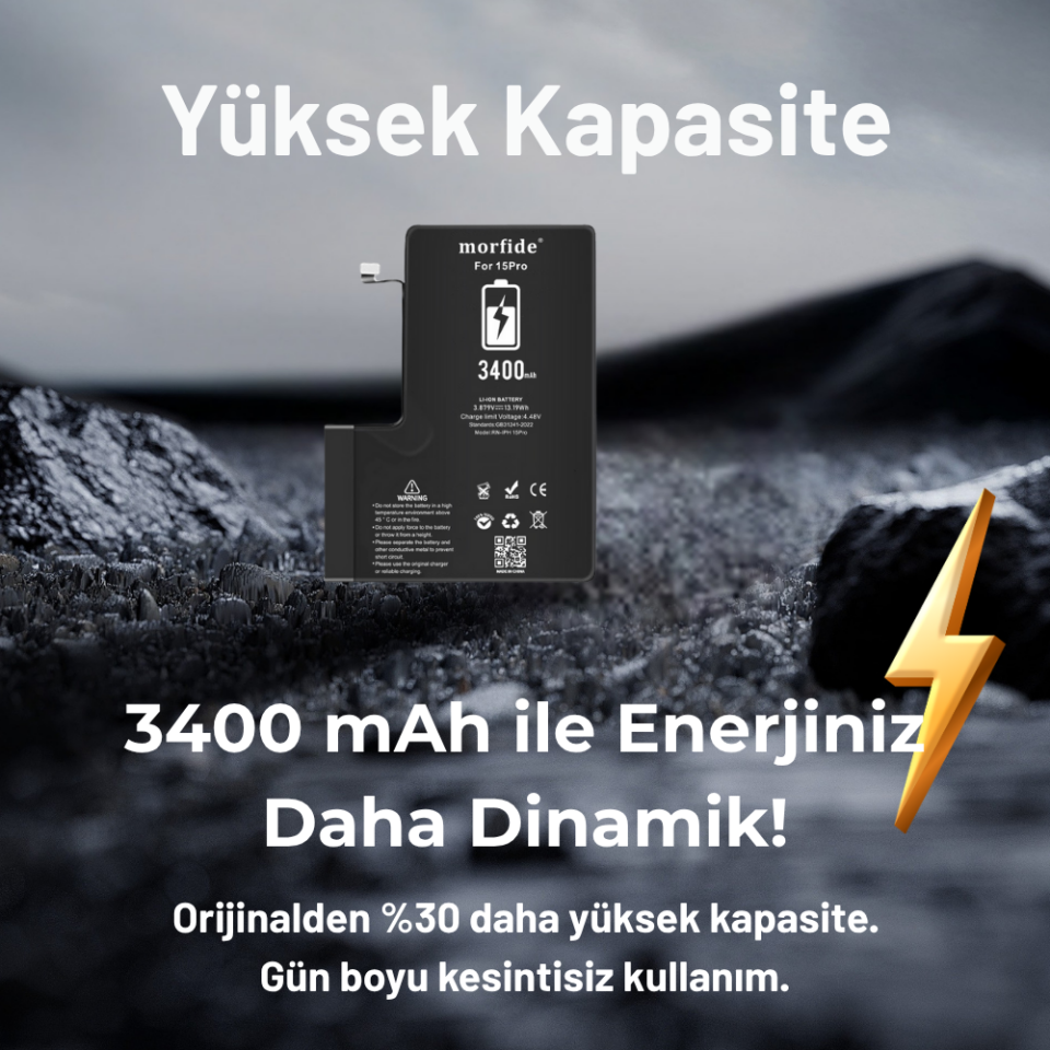 Apple iPhone 15 Pro 3400mAh Yüksek Kapasiteli Batarya