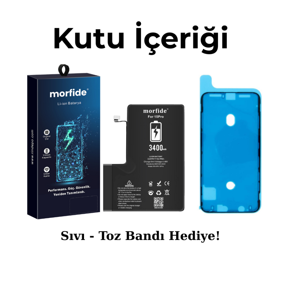 Apple iPhone 15 Pro 3400mAh Yüksek Kapasiteli Batarya