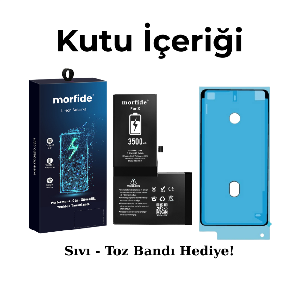 iPhone X Uyumlu 3500mAh Yüksek Kapasiteli Batarya