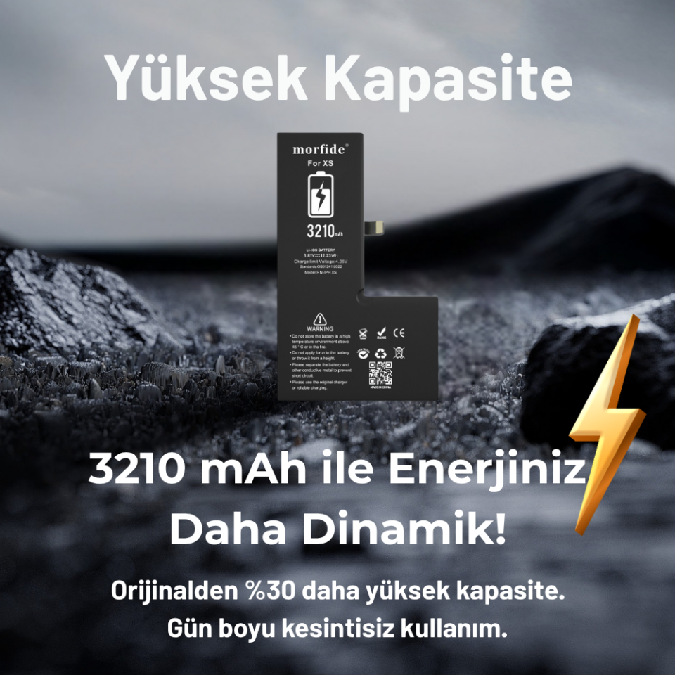 iPhone XS Uyumlu 3210mAh Yüksek Kapasiteli Batarya Morfide