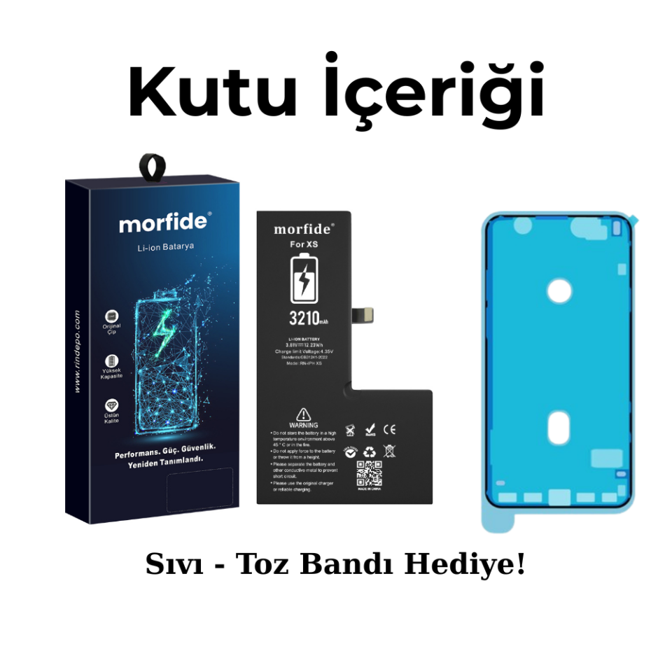 iPhone XS Uyumlu 3210mAh Yüksek Kapasiteli Batarya Morfide
