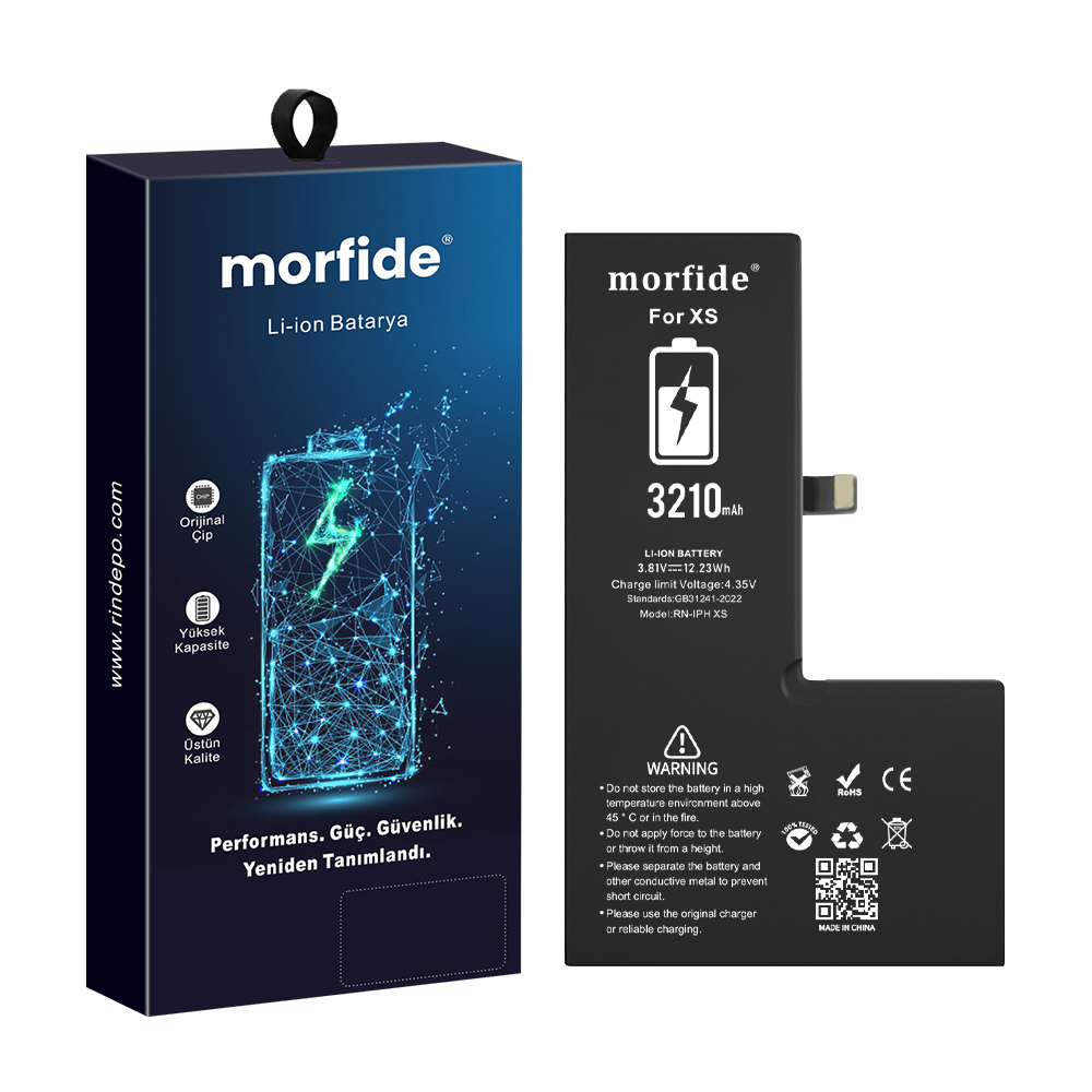 iPhone XS Uyumlu 3210mAh Yüksek Kapasiteli Batarya Morfide