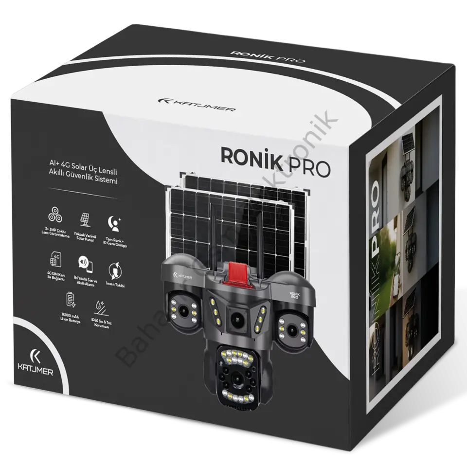 KATJMER RONİK PRO CAMRNK-002 GÜVENLİK KAMERASI GÜNEŞ PANELLİ SİM KARTLI