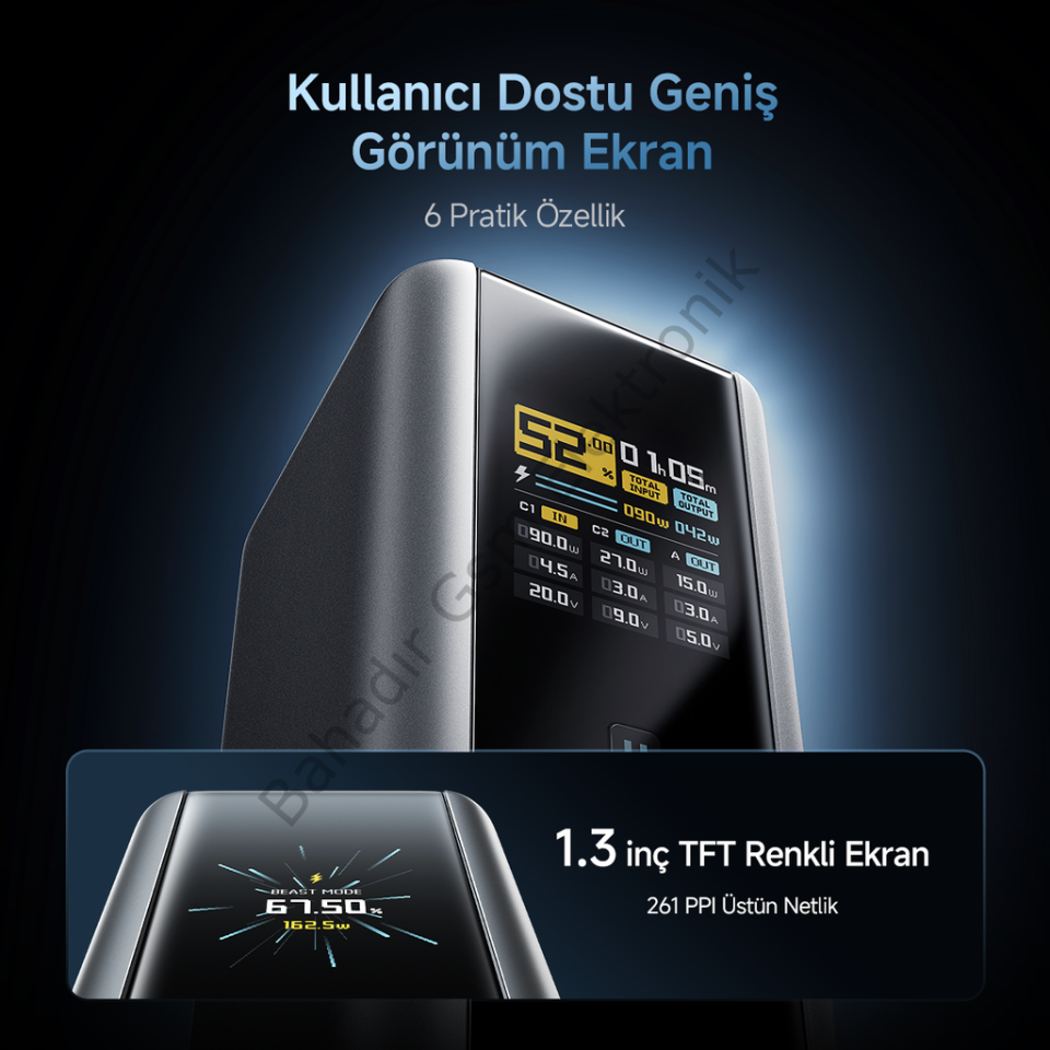 CUKTECH 15 Ultra Powerbank 20000 mAh | 210 W Toplam Çıkış Gücü | 140 W PD3.1 Tek Port | 165 W Kendi Şarj (Beast Mode) | TFT Ekranlı – Laptop, MacBook, iPhone, Samsung ile Uyumlu
