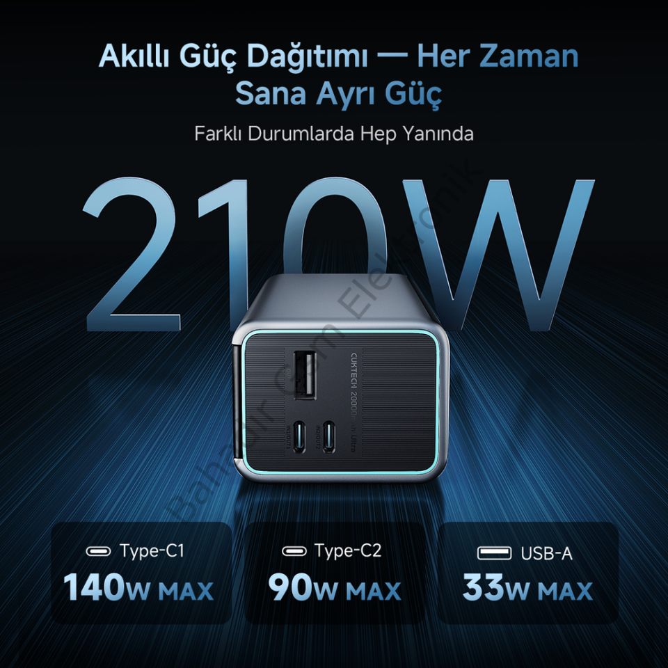 CUKTECH 15 Ultra Powerbank 20000 mAh | 210 W Toplam Çıkış Gücü | 140 W PD3.1 Tek Port | 165 W Kendi Şarj (Beast Mode) | TFT Ekranlı – Laptop, MacBook, iPhone, Samsung ile Uyumlu