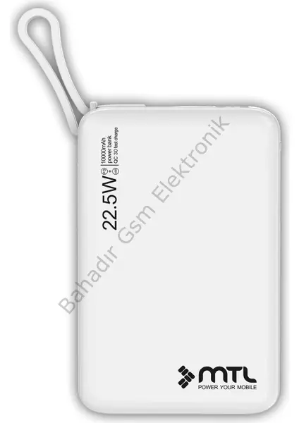 20000 mAh 22.5W Süper Hızlı Şarj Dahili Kablolu LED Göstergeli PD ve QC 3.0 Powerbank