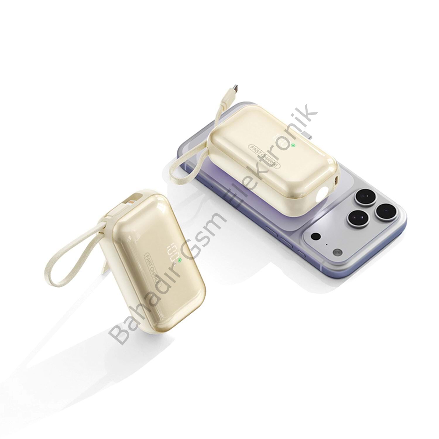 10.000 MAH 4İN1 DAHİLİ KABLOLU EL FENERİ STANDLI PD ŞARJ POWERBANK