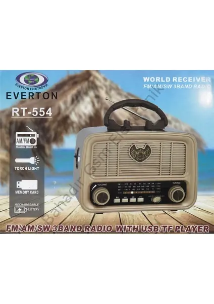 Everton RT-554 Bluetooth Fm-Usb-Tf-Aux Şarjlı Nostaljik Radyo
