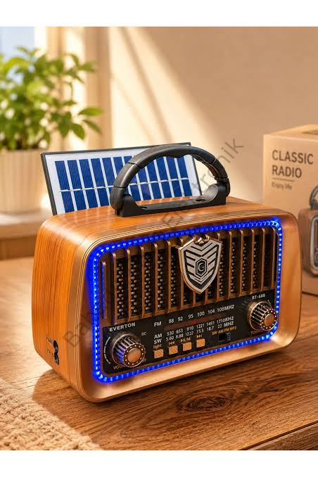 Everton RT-688 Solar Şarjlı Bluetooth Radyo USB TF Kart RGB Işıklı Nostaljik Hoparlör