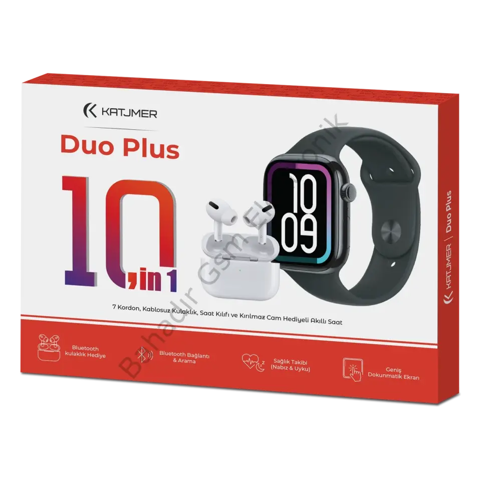 KATJMER KJ/DP-001 DUO PLUS 12İN1 BLUETOOTH KULAKLIK + 7 KORDONLU AKILLI SAAT